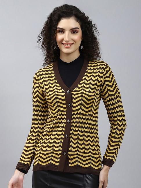 monte carlo brown & yellow striped cardigan