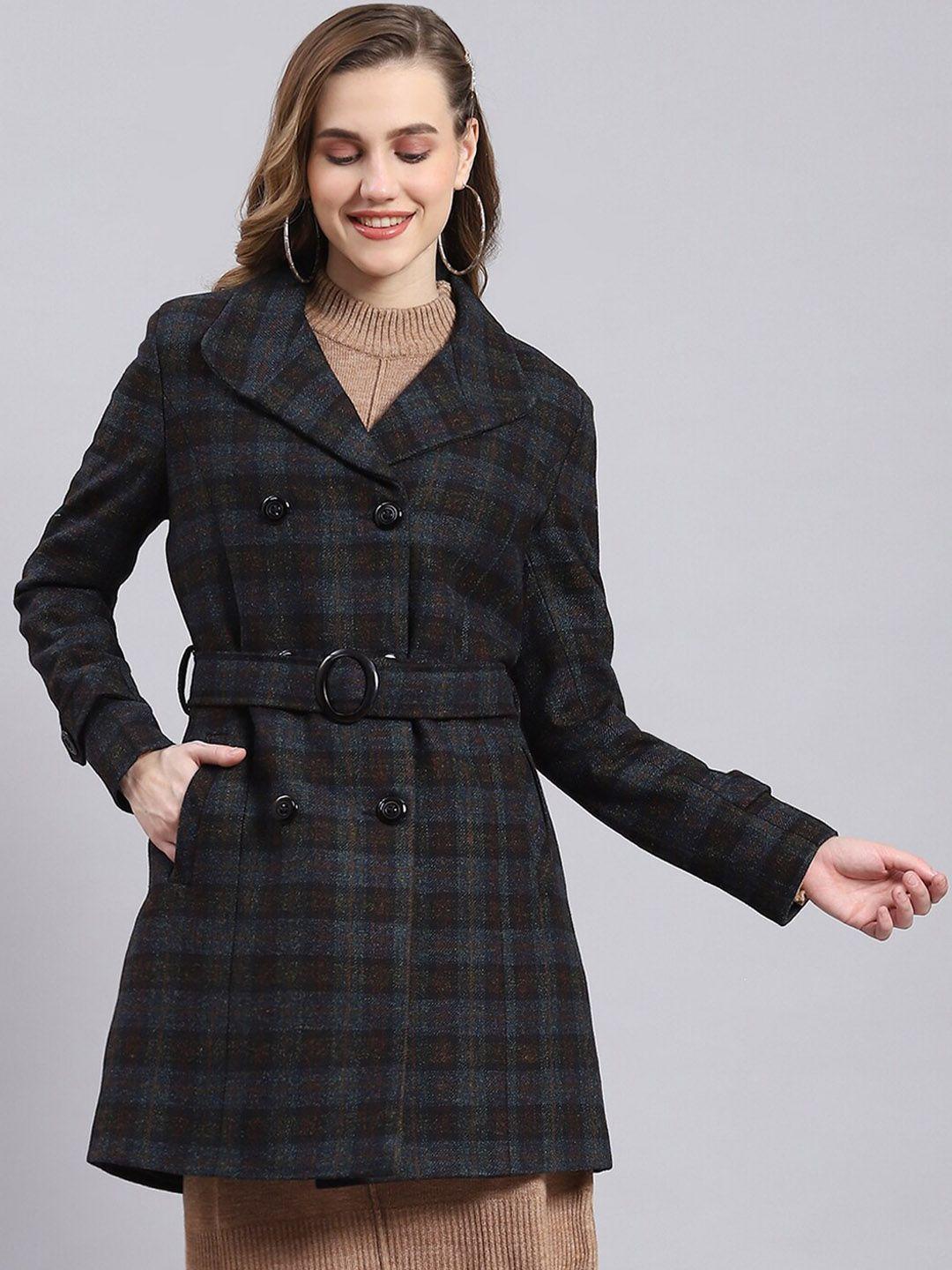 monte carlo checked single-breasted longline overcoat