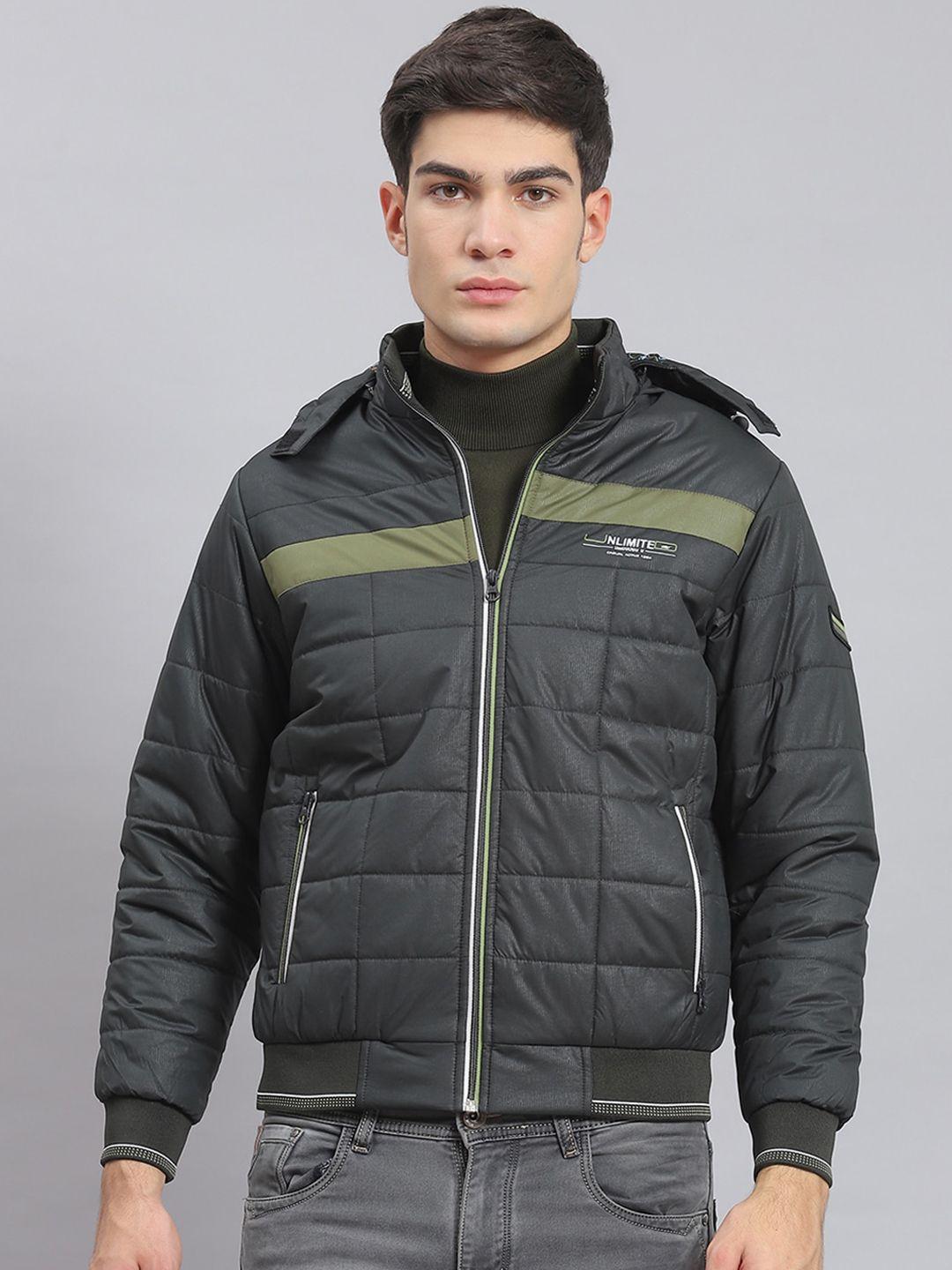 monte carlo colourblocked lightweight long sleeves hood bomber jacket