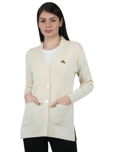 monte carlo cream wool open front cardigan