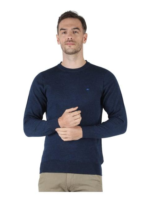 monte carlo dark blue round neck pullover