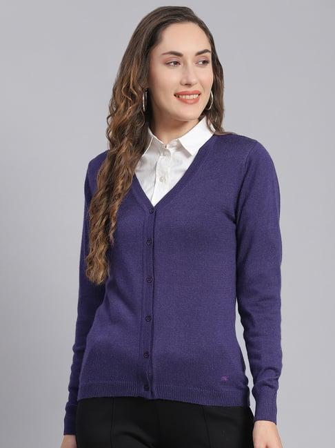 monte carlo dark purple regular fit cardigan