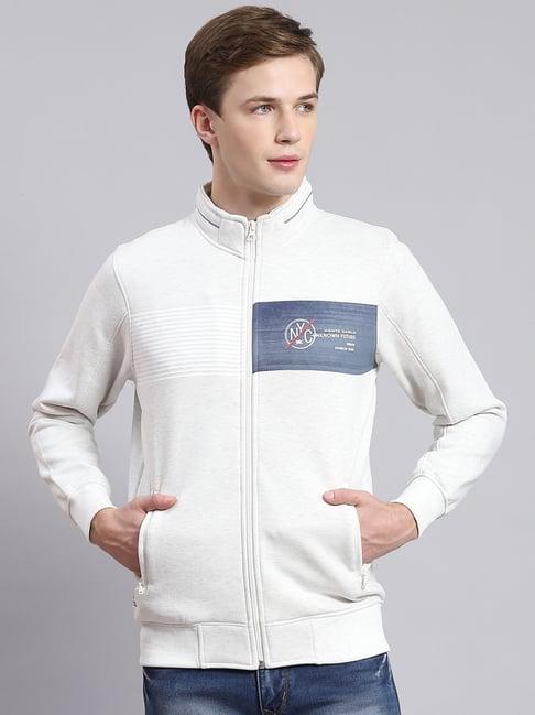 monte carlo ecru regular fit printed sweatshirt