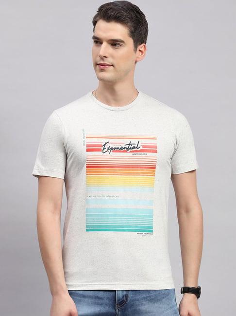 monte carlo ecru regular fit printed t-shirt