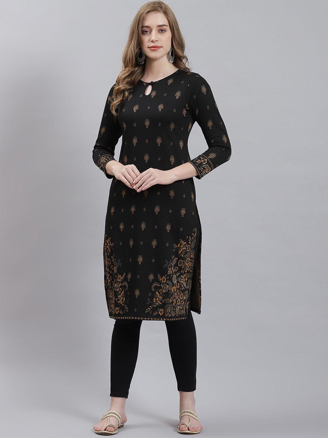 monte carlo ethnic motifs keyhole neck woolen kurta