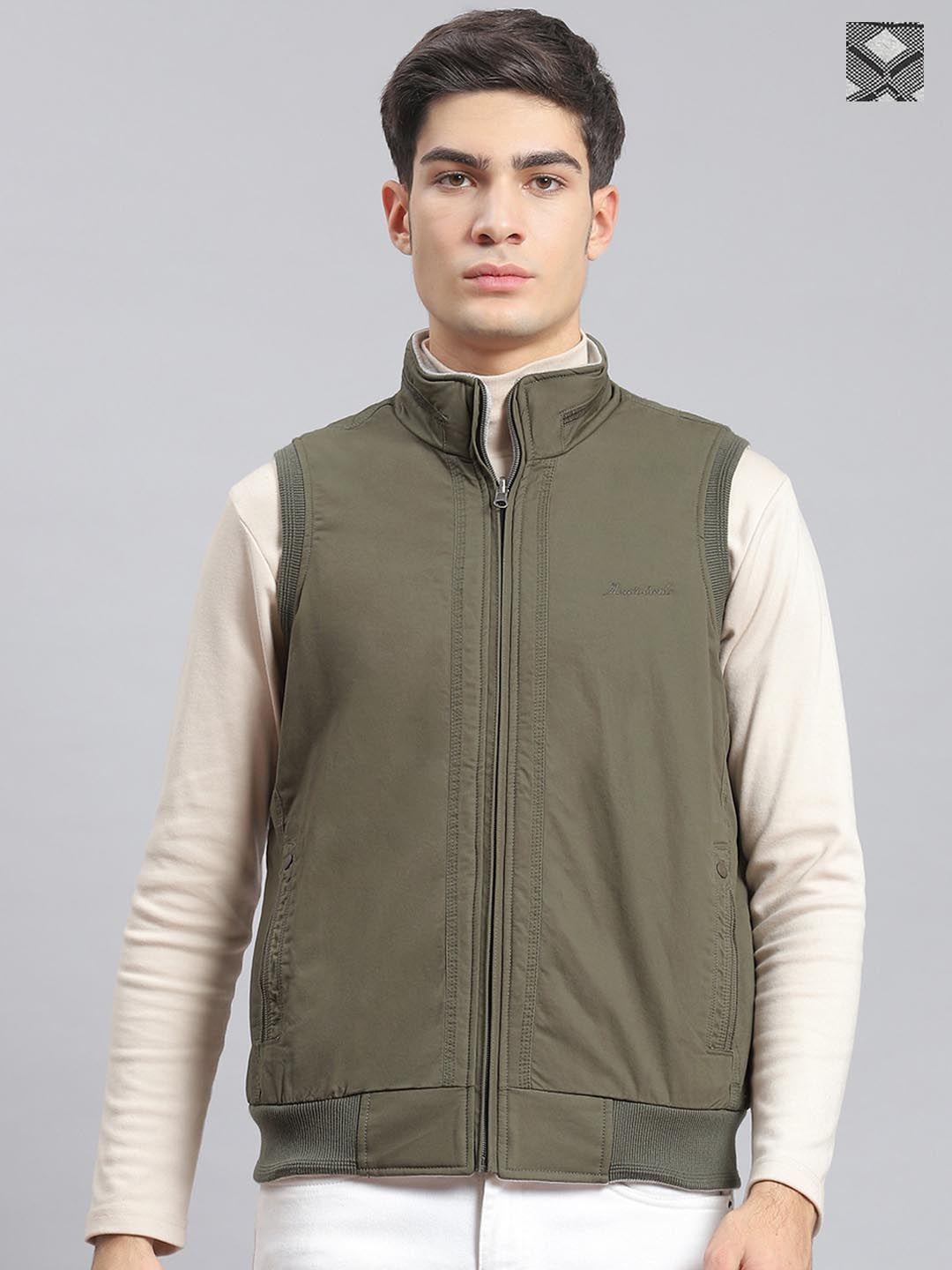 monte carlo ethnic motifs printed stand collar sleeveless cotton reversible bomber jacket
