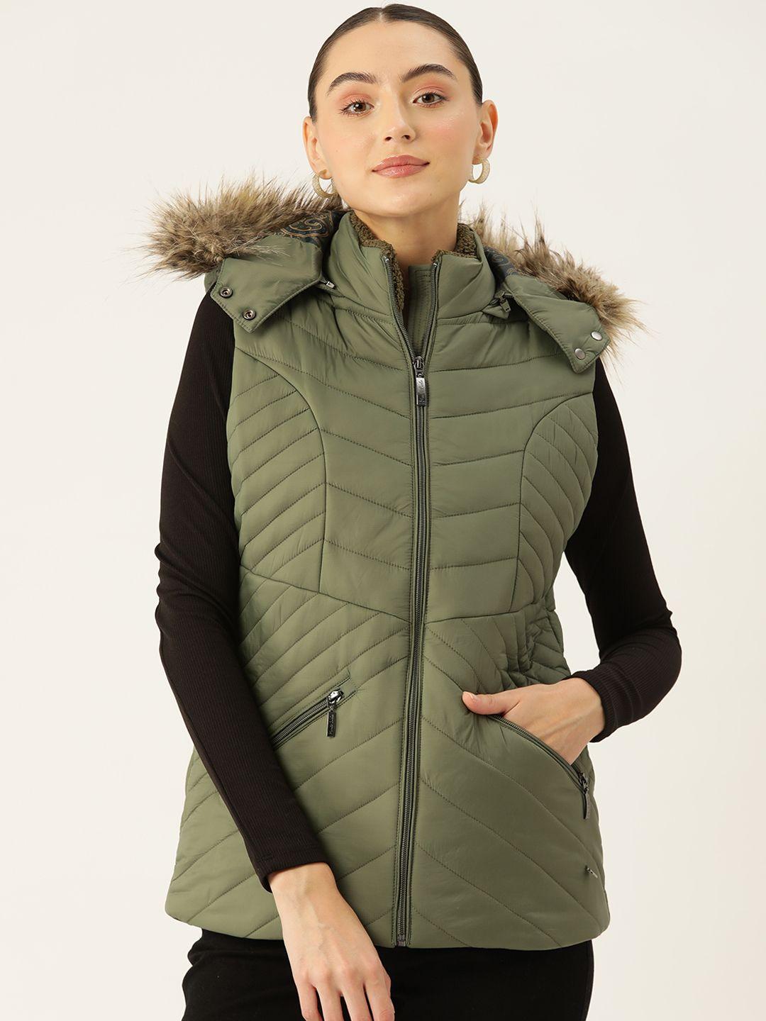 monte carlo faux fur hood sleeveless parka jacket