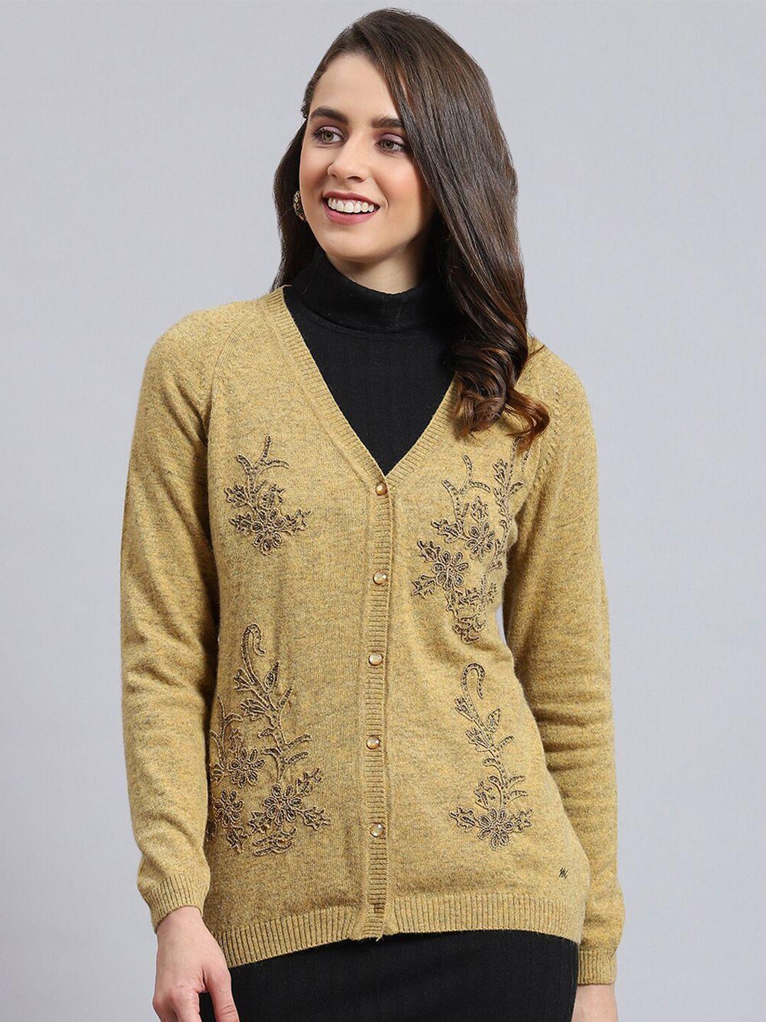 monte carlo floral embroidered woollen cardigan