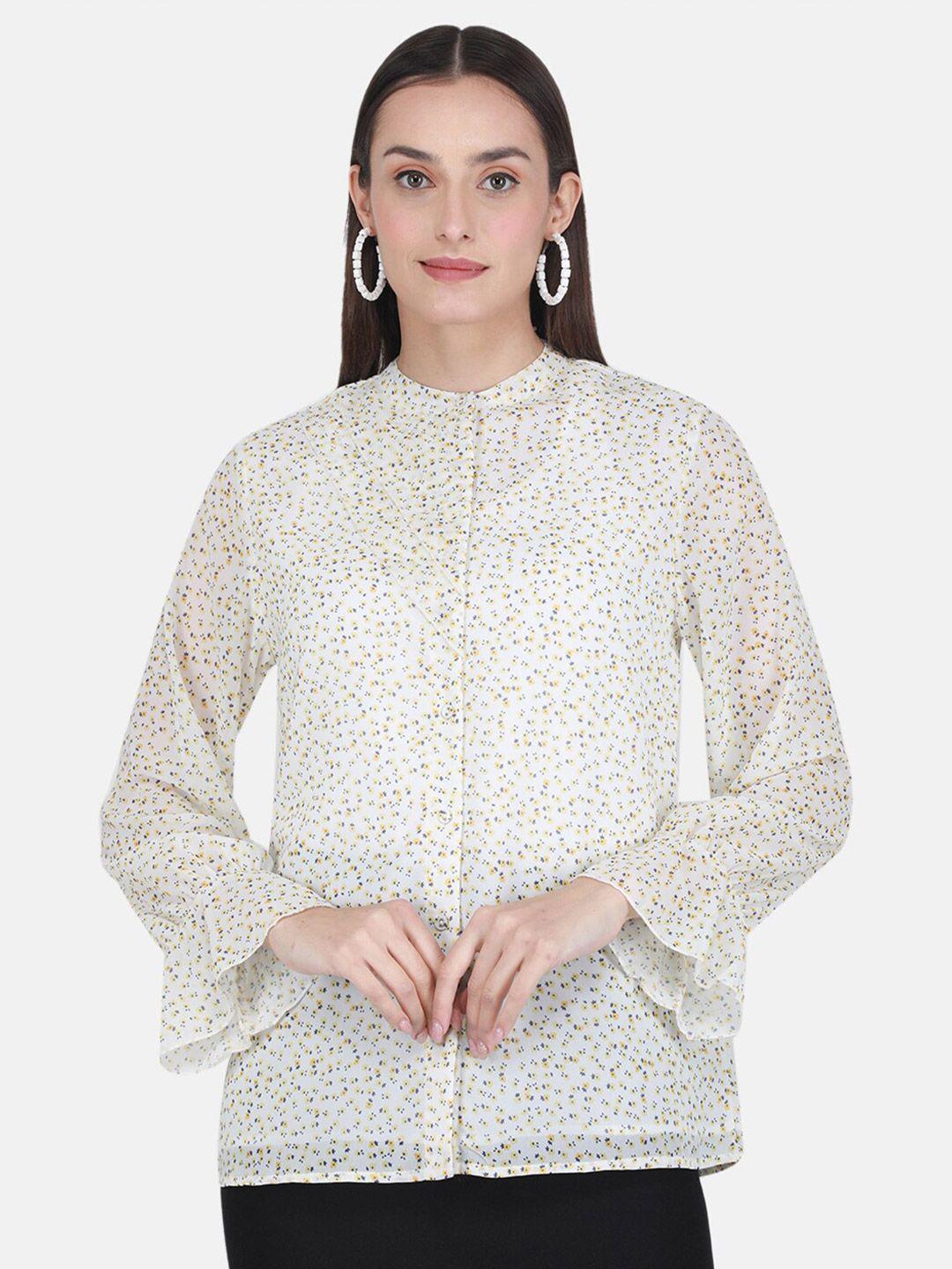 monte carlo floral printed bell sleeves shirt style top