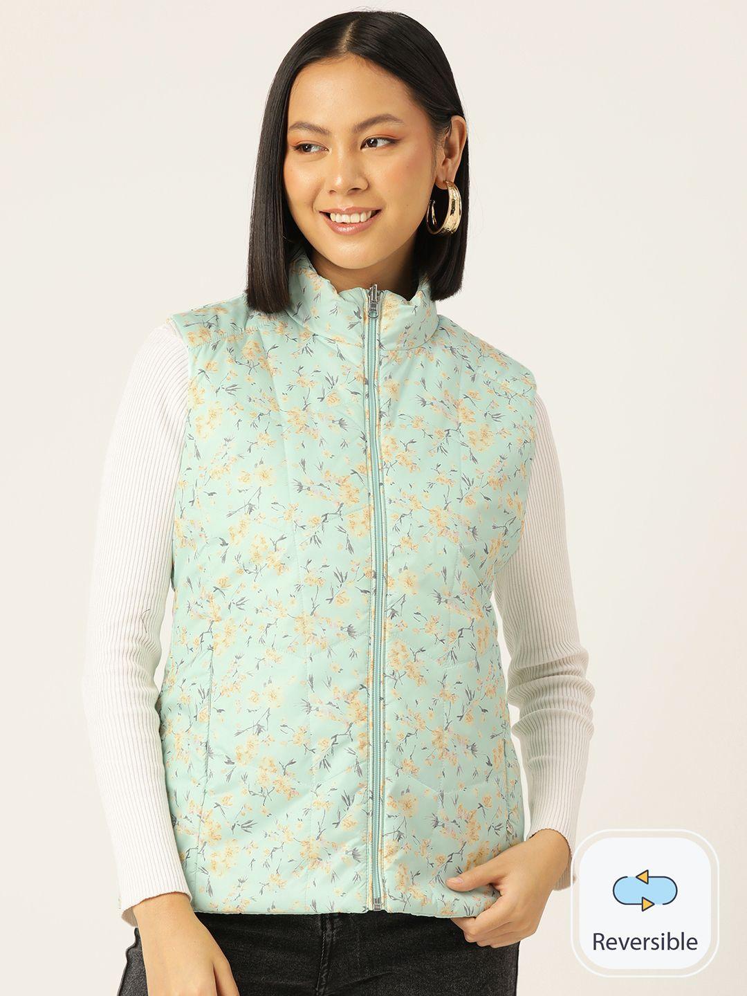monte carlo floral printed reversible sleeveless padded jacket