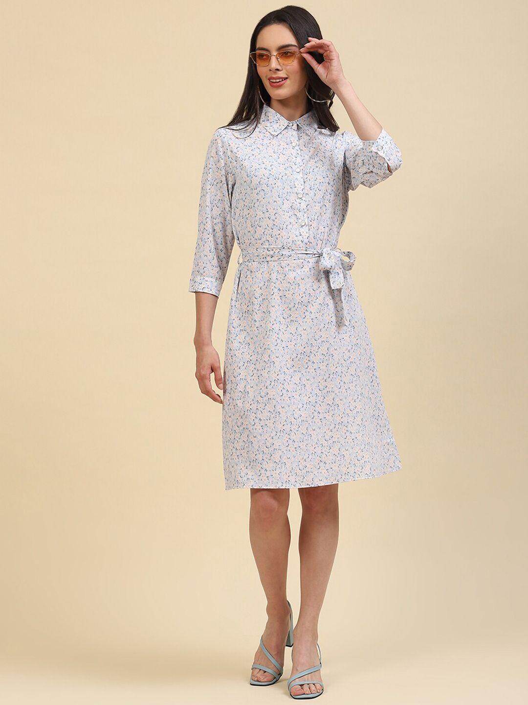 monte carlo floral printed shirt dress with belt