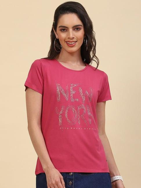 monte carlo fuchsia printed t-shirt