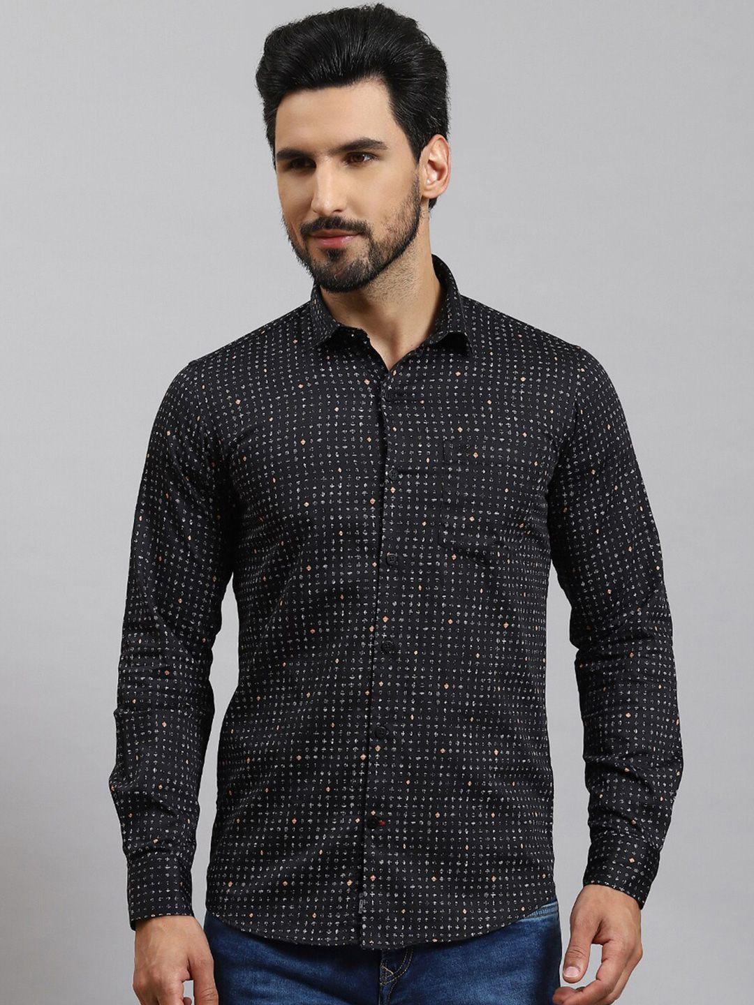 monte carlo geometric printed classic slim fit opaque cotton casual shirt