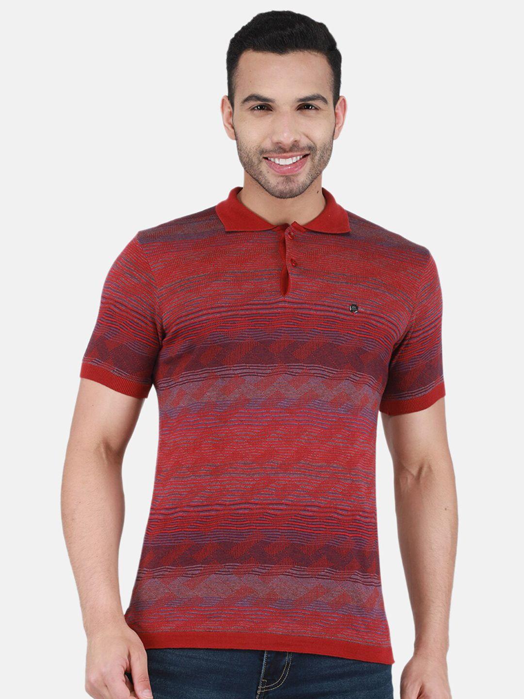 monte carlo geometric printed polo collar t-shirt