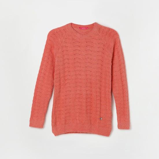 monte carlo girls textured crew neck sweater