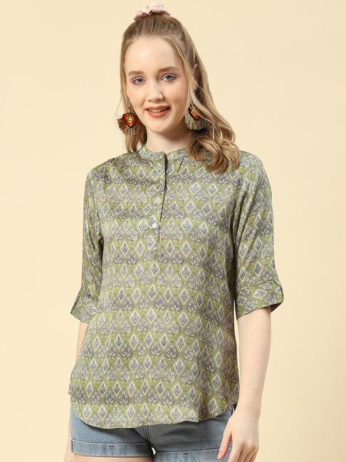 monte carlo green printed top