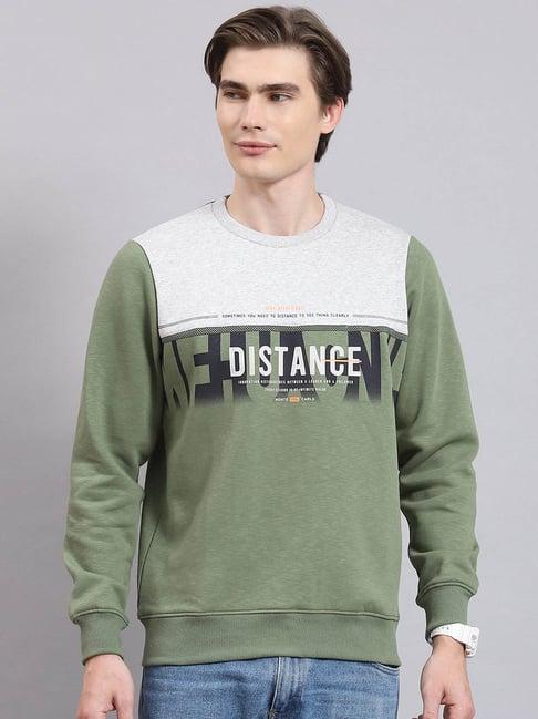 monte carlo green regular fit printed sweatshirt