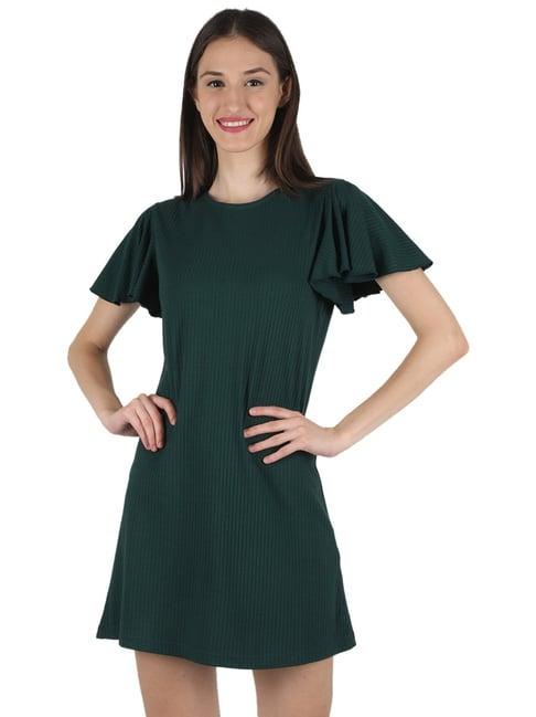 monte carlo green striped shift dress