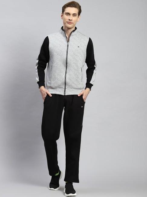 monte carlo grey & black cotton regular fit tracksuit