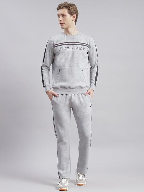 monte carlo grey cotton regular fit printed tracksuit