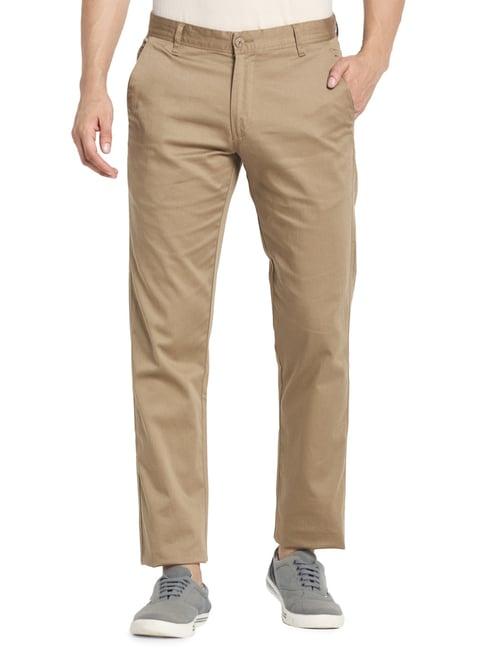 monte carlo khaki narrow fit self pattern trousers