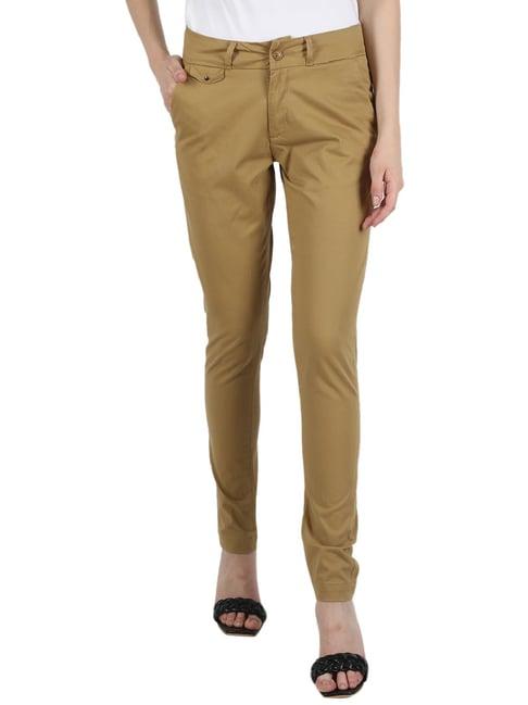 monte carlo khaki slim fit flat front trousers