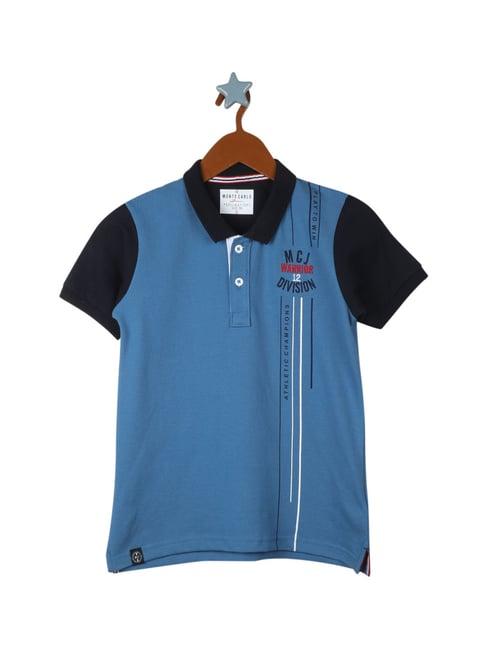 monte carlo kids blue printed polo t-shirt