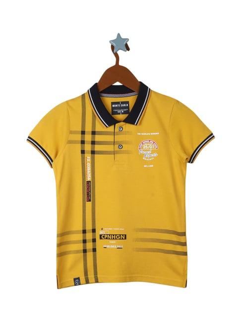 monte carlo kids mustard printed polo t-shirt