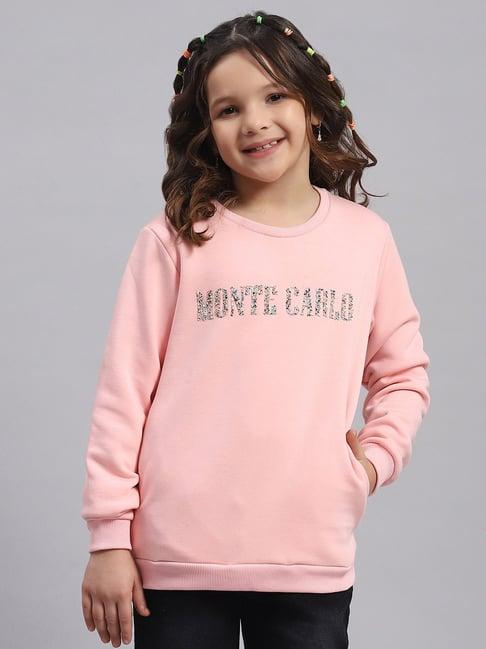 monte carlo kids pink embellished full sleeves sweatshirt