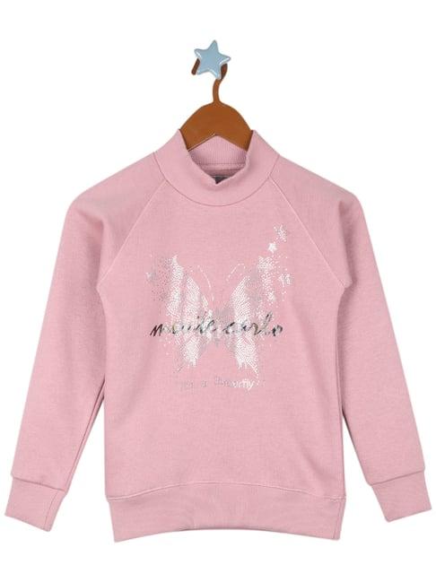 monte carlo kids pink embellished full sleeves sweatshirt