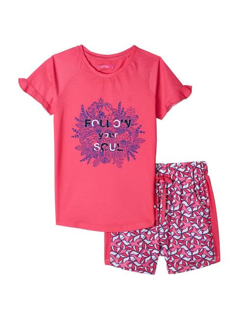 monte carlo kids pink printed t-shirt & shorts
