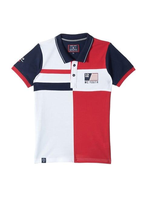 monte carlo kids red cotton printed polo t-shirt