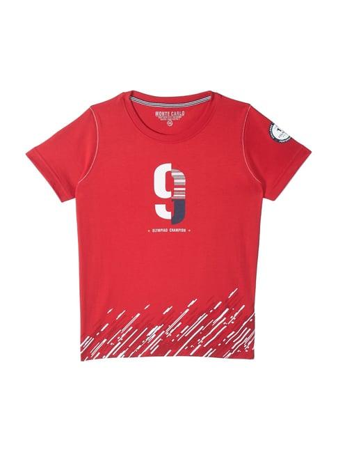 monte carlo kids red cotton printed t-shirt