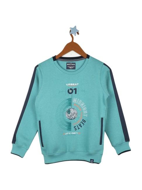 monte carlo kids teal blue printed full sleeves sweatshirt