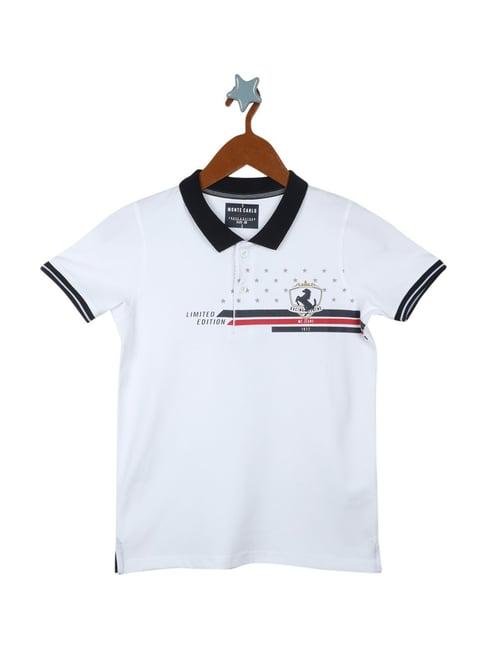 monte carlo kids white printed polo t-shirt