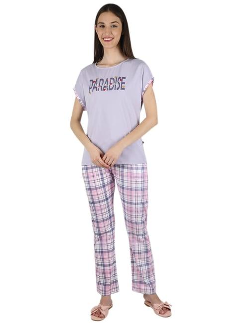 monte carlo lavender & pink printed t-shirt pyjama set