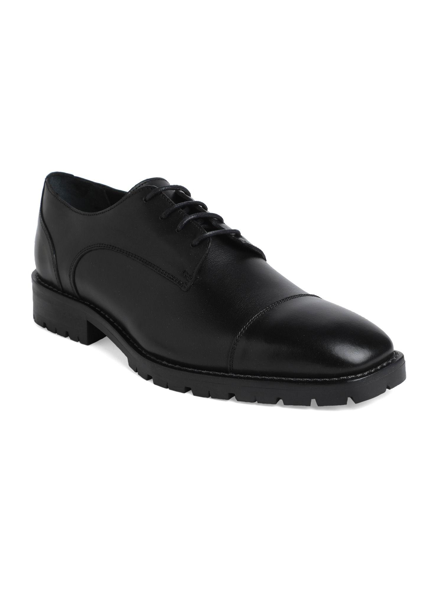 monte carlo leather black solid formal shoes