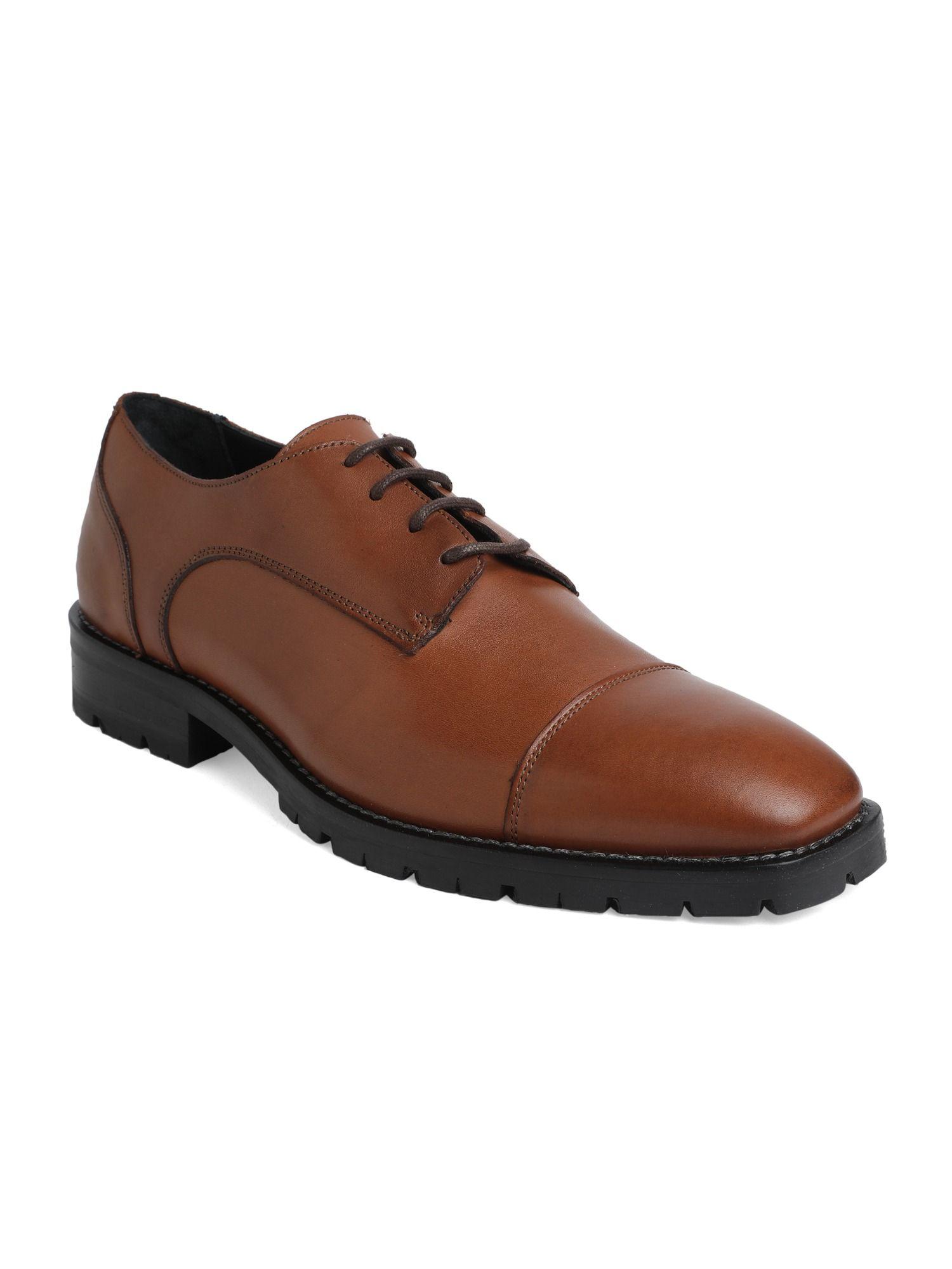monte carlo leather tan solid formal shoes