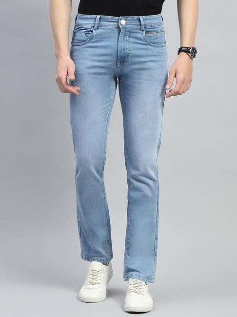 monte carlo light blue narrow fit heavily washed jeans