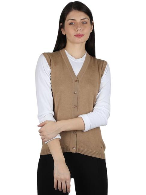 monte carlo light brown open front cardigan
