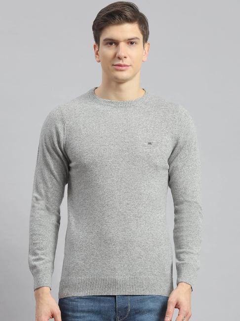 monte carlo light grey regular fit lambs wool sweatshirt