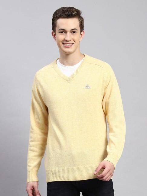 monte carlo light yellow regular fit sweater