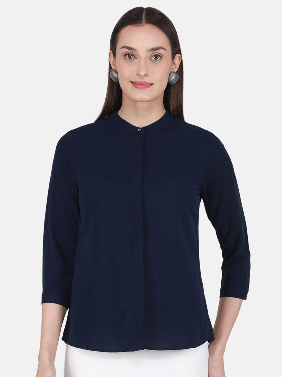 monte carlo mandarin collar cuffed sleeves shirt style top