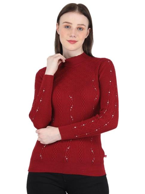 monte carlo maroon embellished top