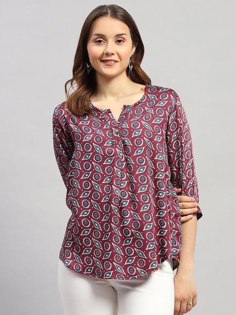 monte carlo maroon printed tunic