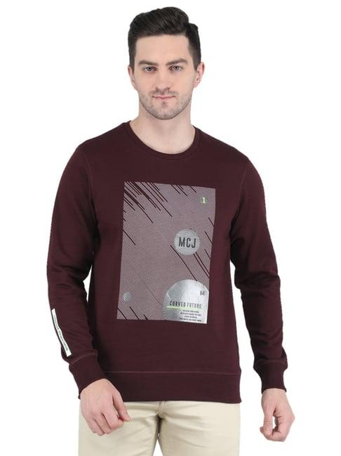 monte carlo maroon regular fit round neck sweatshirt