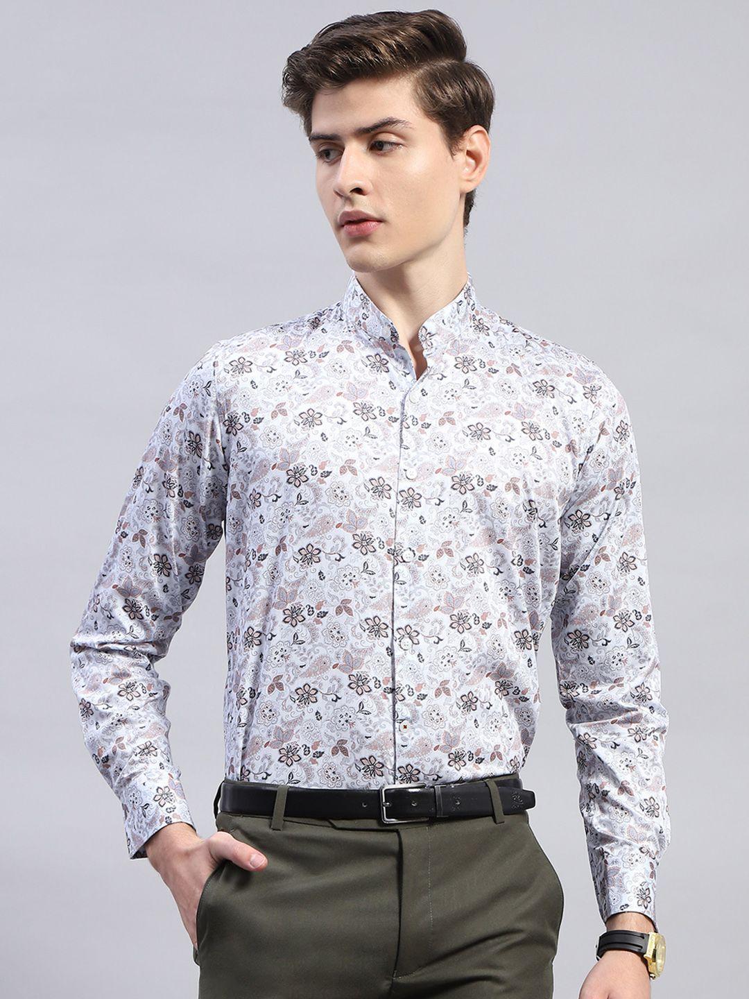 monte carlo men classic floral opaque printed casual shirt