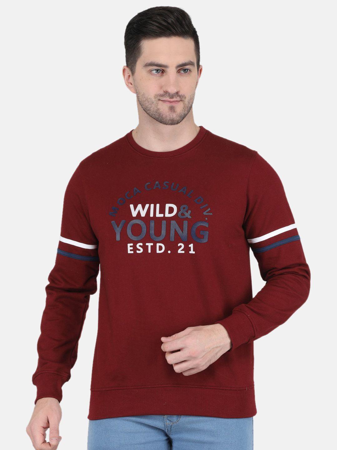 monte carlo men maroon printed sweatshirt