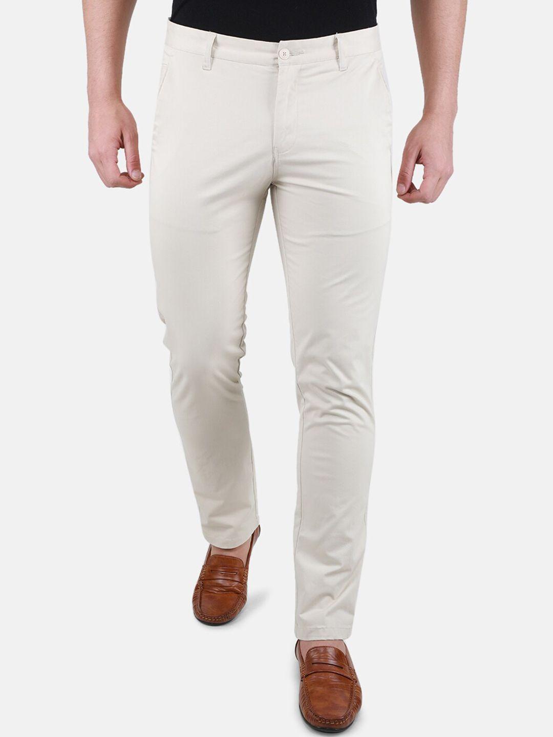 monte carlo men mid-rise plain chinos formal trousers