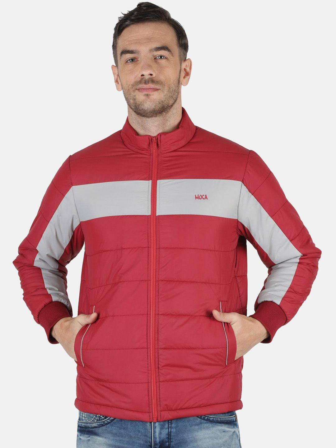 monte carlo men red colourblocked lightweight bomber jacket